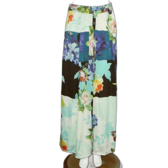 Anthropologie Dresses & Skirts - RANNA GILL Maxi Skirt, S, Color Block Floral, Pleated, Side Zipper, Multicolor